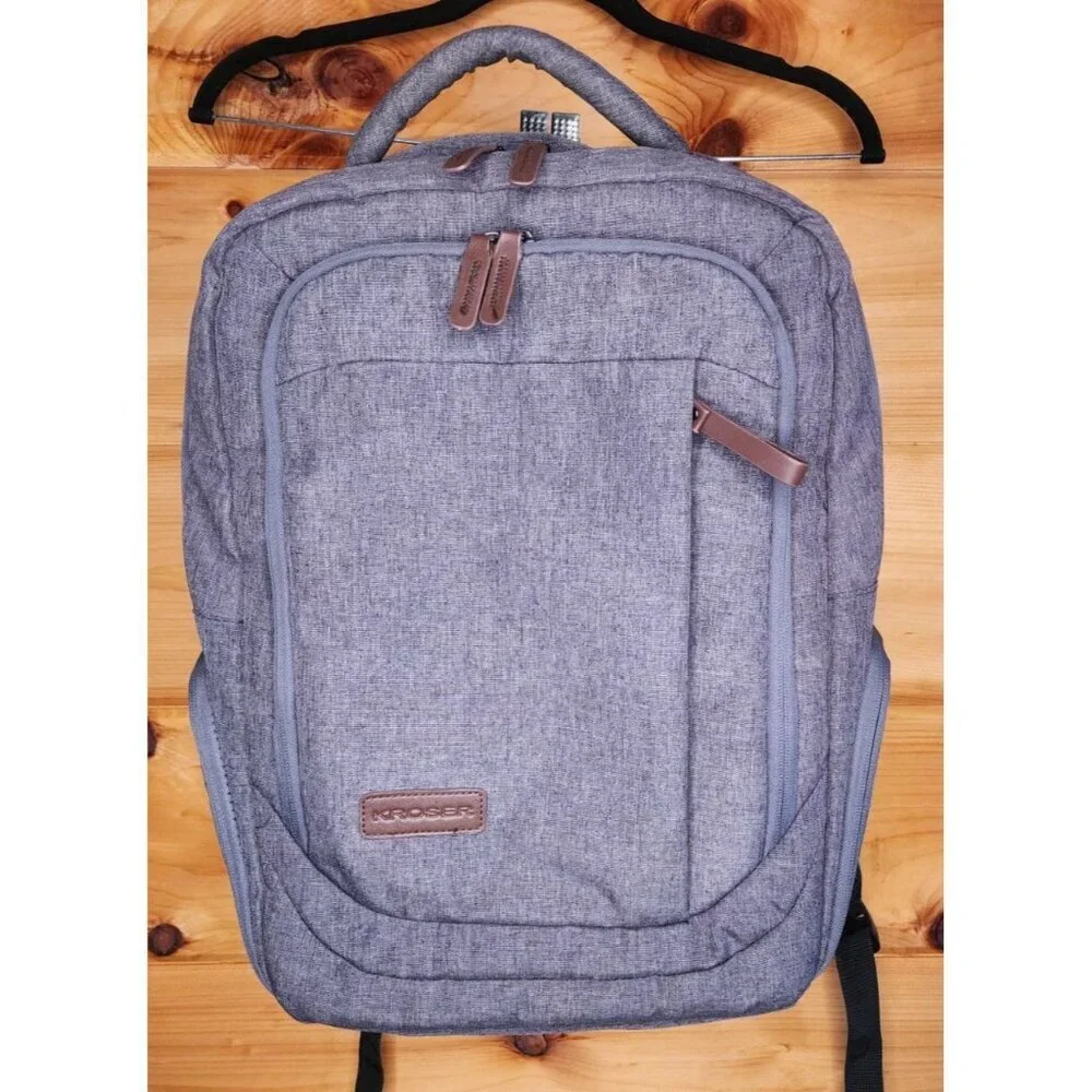 KROSER 17 Inch Travel Computer Backpack Gray Charger Cable